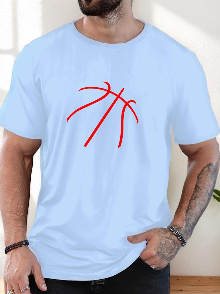 Men's basketball pattern summer casual crew neck short T-shirt