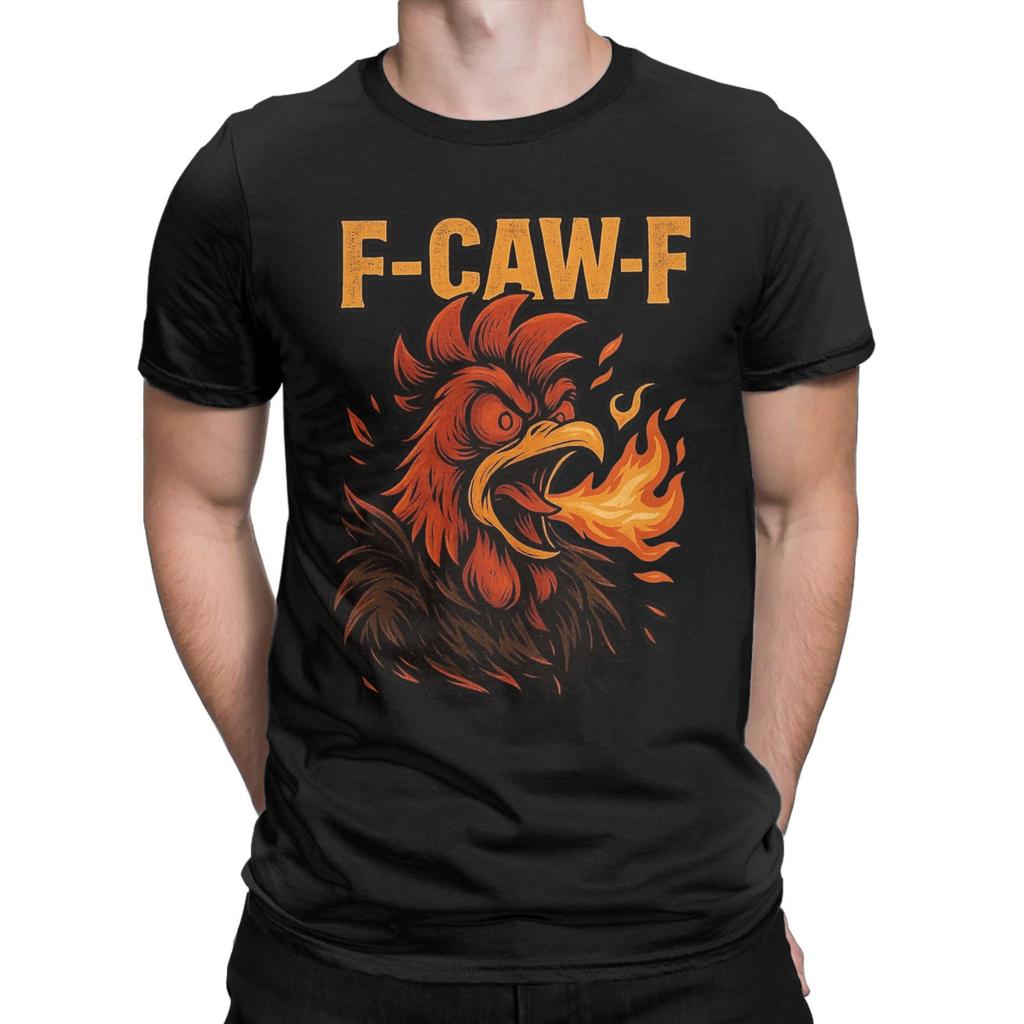 F-CAW-F Funny Rooster Meme  Hilarious Chicken Men's T Shirts Fashion Tees Short Sleeve O Neck T-Shirts 100 Cotton 6XL Clothes
