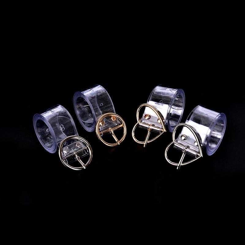 Women Long Transparent Belt Heart Pin Buckle Waist Female Belt Waistband Gift