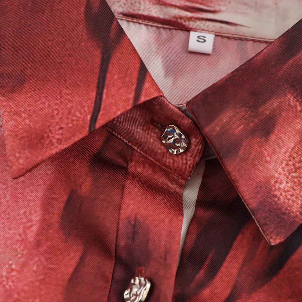 2025 Spring Women's Tie-Dye Single-Breasted Long-Sleeve Shirt