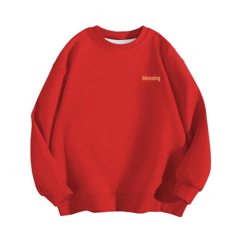 Guochao Men's Oversize Black Hoodie with Round Neck - Warm, Thick, Plus Size for Spring and Autumn.