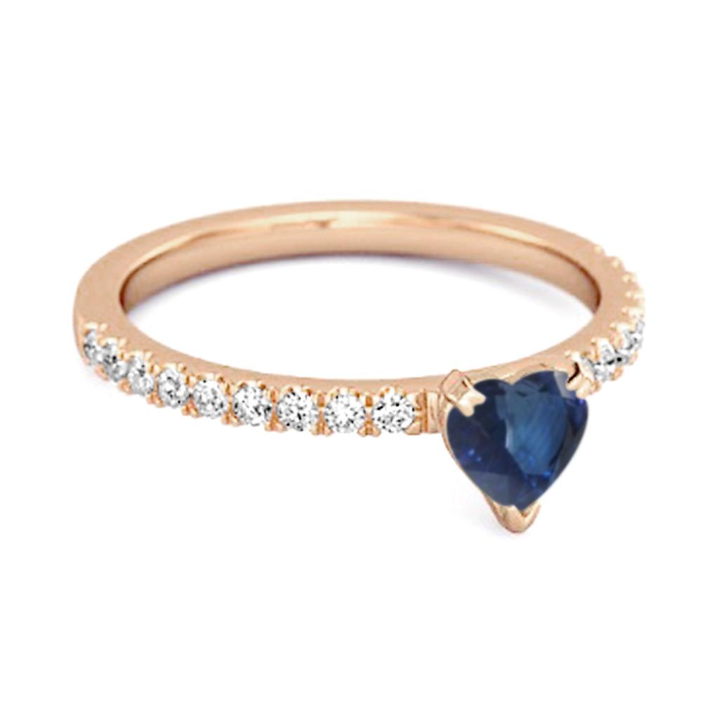 Blauer Saphir Solitärring - 925er Sterlingsilber Roségold Vergoldet