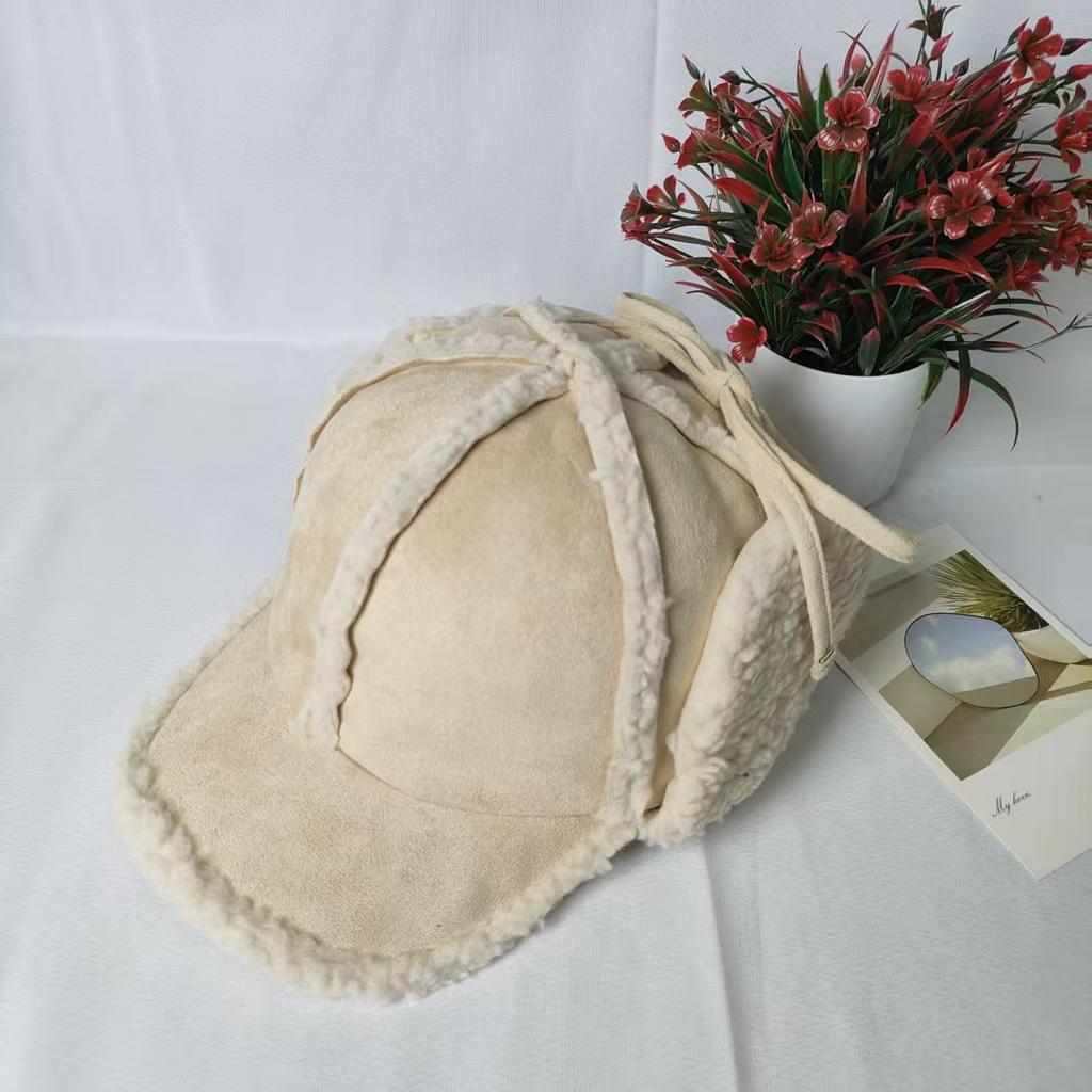 Lei Feng hat men and women autumn and winter couple retro ins lamb wool versatile ear protection cold soft top tide Korea