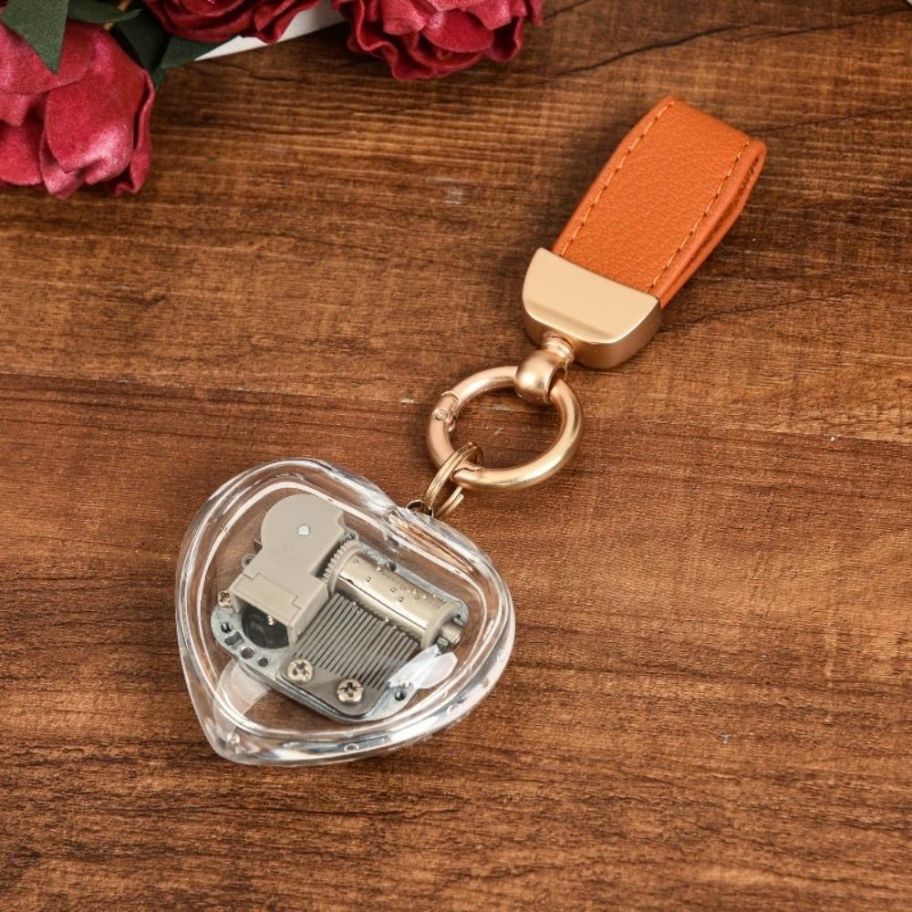 Unique Acrylic Music Box Movement Keychain Portable Mini Mechanical Music Box Handy Musical Instrument