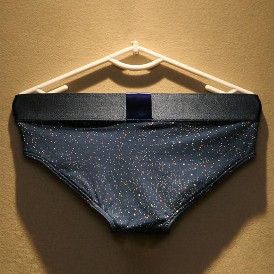 Men Briefs Letter M Stretchy Loose Low Waist Starry Sky Print Patchwork
