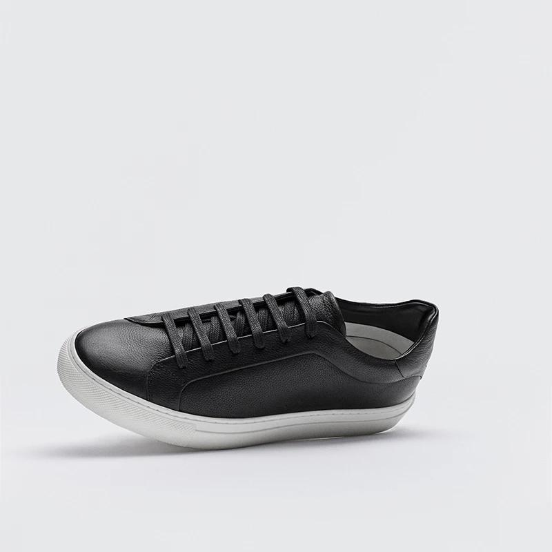 Linjer Stricklin  Autumn New  Genuine Leather Flat Sneakers Men Multicolor Solid Color Simple All-match Basic Shoes Casual Male