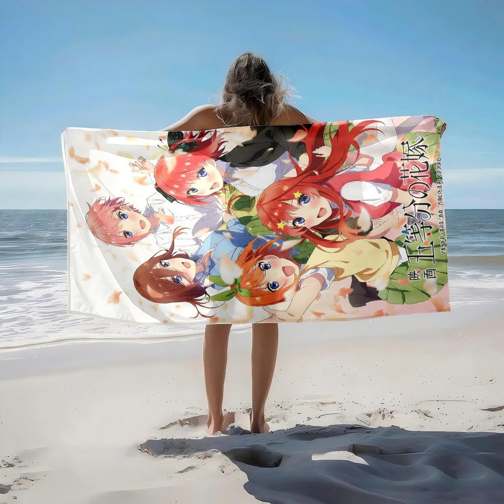 1pc The Quintessential Quintuplets Movie Celebration 2D Printed Microfiber Beach Towel, quick dry super absorbent. Great for