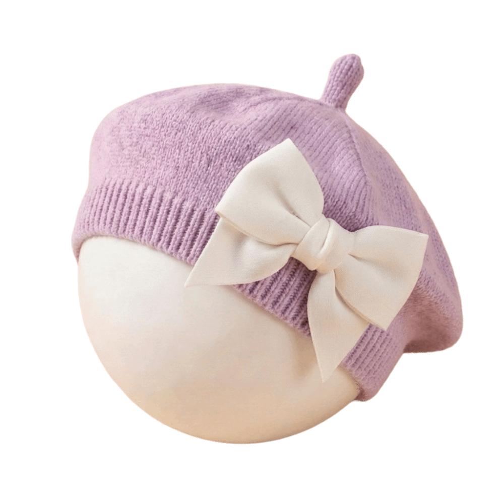 Bébé Doux Grande Fleur Beret Tricoté Chapeau Chaud Mignon Enfants Bonnet Casquette Quotidien