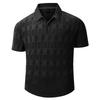 Men’s Short Sleeve Polo Shirt Classic Fit Knit Pattern Soft Fabric Button Placket Collar Top for Everyday Wear