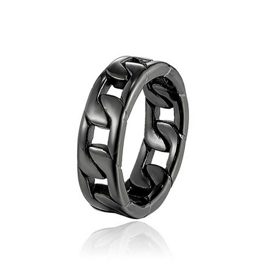 Fashionable Men's Hip-Hop Titanium Steel Cuban Chain Ring