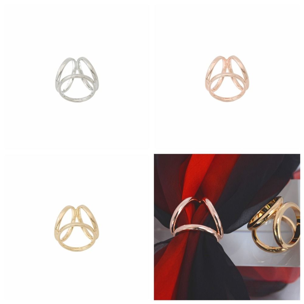 

Zinc Zinc Alloy Three-Ring Scarves Buckle Multifunctional Personality Party Gifts