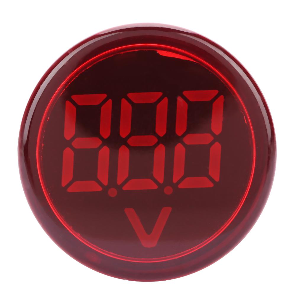 Round LED Signal Light Lamp AC Digital Display Voltmeter Indicator (red)