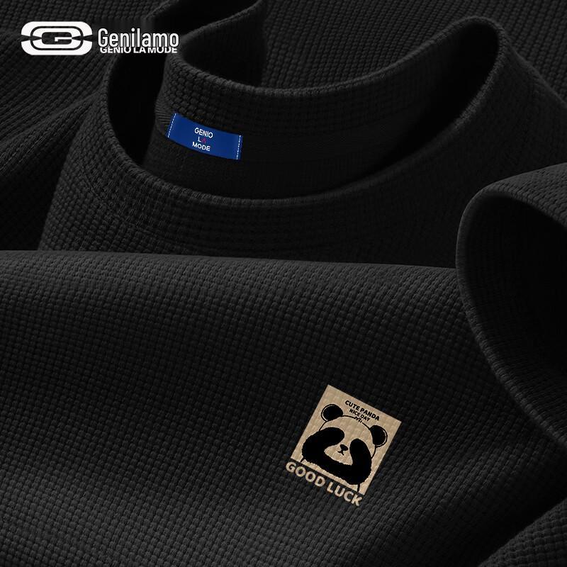 

GENIOLAMODE Men s 220G Waffle Knit Short Sleeve T-Shirt M