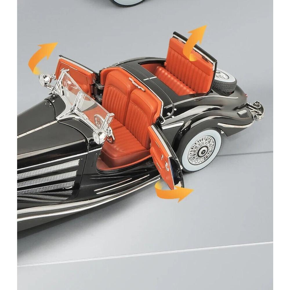 1/24 Mercedes Benz 1936 500K Classic Vintage Alloy Diecast Car Model Sound Car