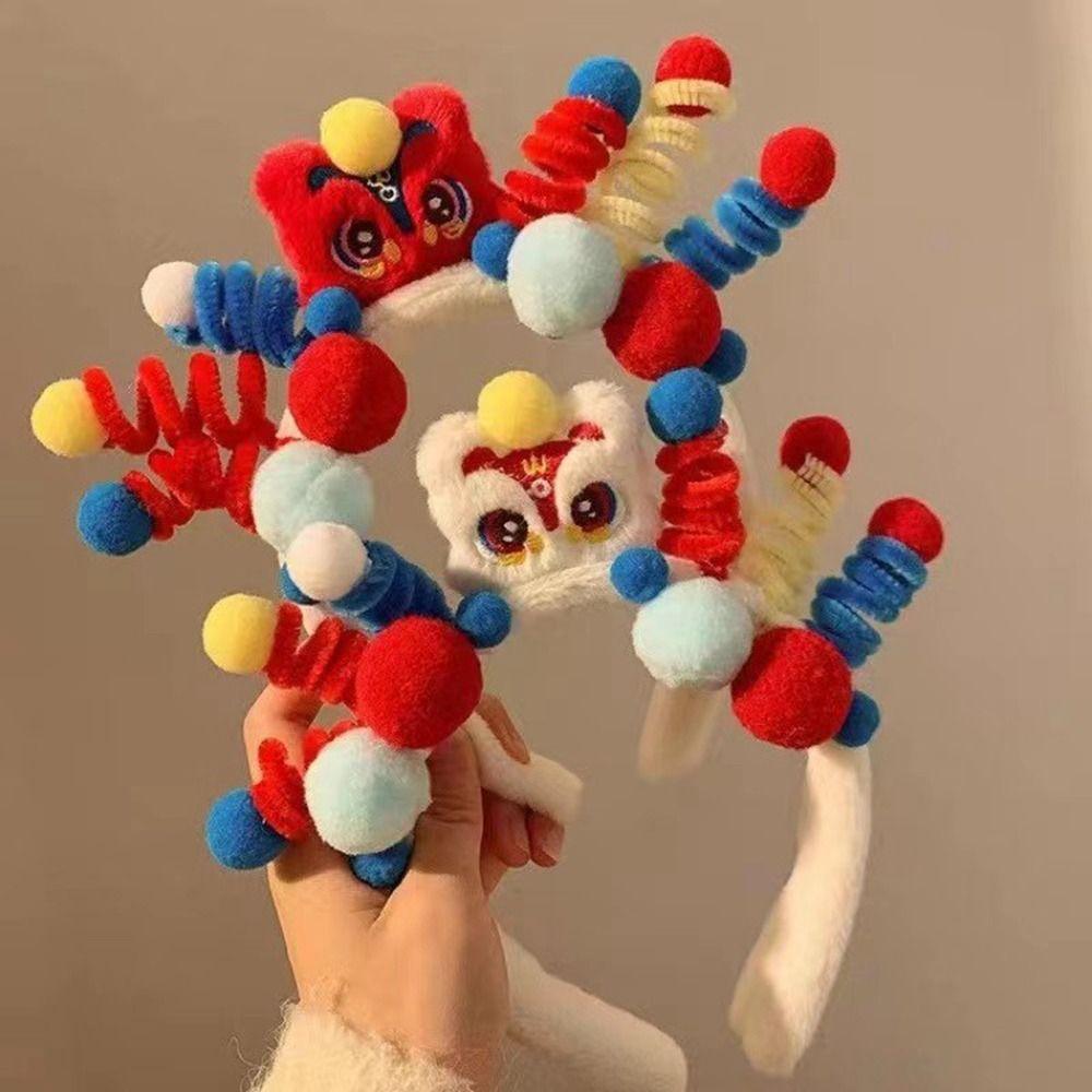 Red Hairband Dragon Doll Headband Lion Dance New Year Headdress New Year Gift