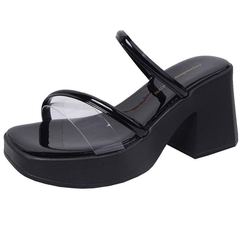 Retro high sense late evening breeze gentle fairy shoes 2025 new summer Internet celebrity black thick high heel sandals women