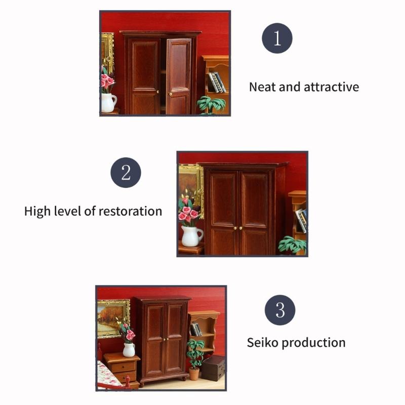 Doll House Zakka Model Realistic Dollhouses Wardrobe Realistic Play Armoire Realistic 1:12 Model Mini Armoire Toy