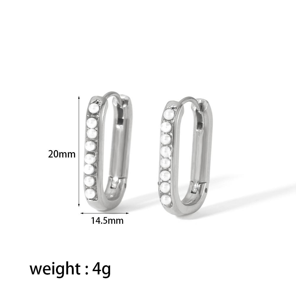 

Geometric Pearl Earrings With Rhinestones In Gold For Women срібний