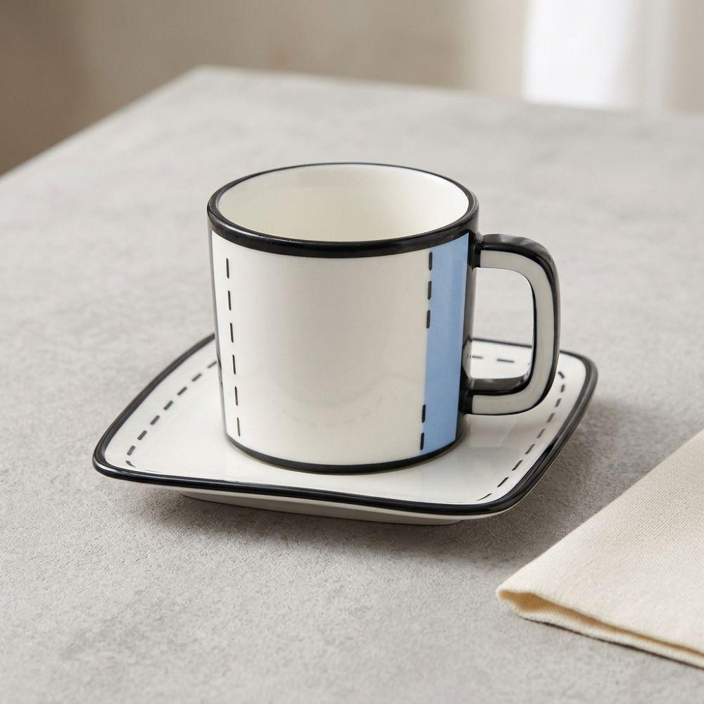 Black Rim Outline Comic Mug Comic Style Anime Water Drink Cup Breakfast Cup Set  for Daily Use