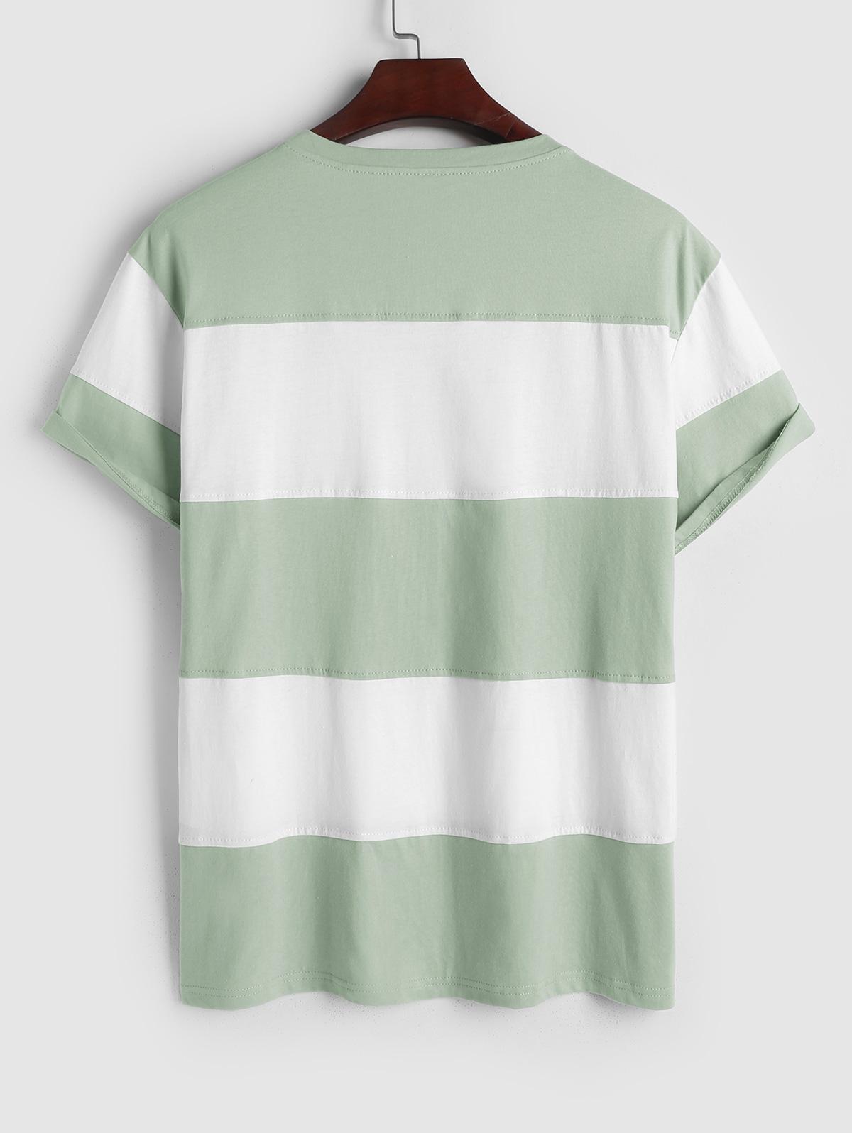 Футболка ZAFUL с короткими рукавами и цветными блоками LOS ANGELES XL светло-зеленый — фото 2