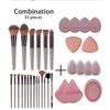 Violeta - Set of 20: Makeup Brush + Brush Cleaning Bowl + Triangle Powder Puff + Makeup Blender Beauty Sponge + Finger Mini Powder Puff