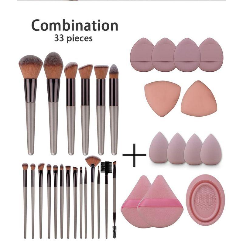 Violeta - Set of 20: Makeup Brush + Brush Cleaning Bowl + Triangle Powder Puff + Makeup Blender Beauty Sponge + Finger Mini Powder Puff
