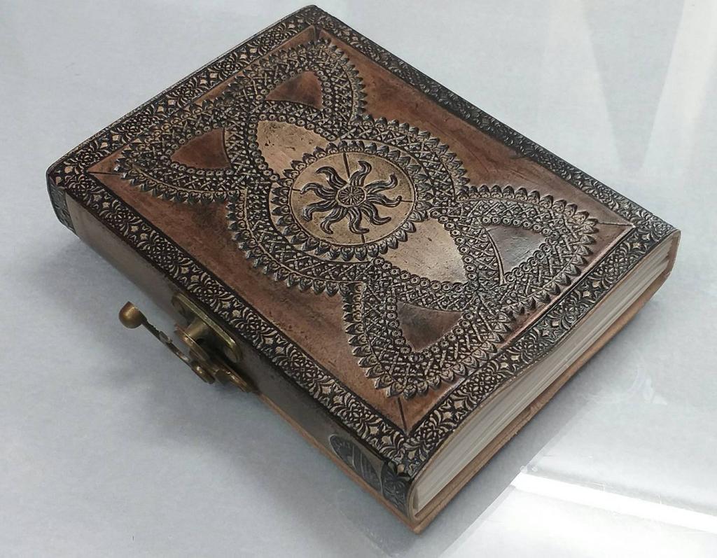 Embossed Raven Leather Journal: Handbound Wicca Diary, Spell Book