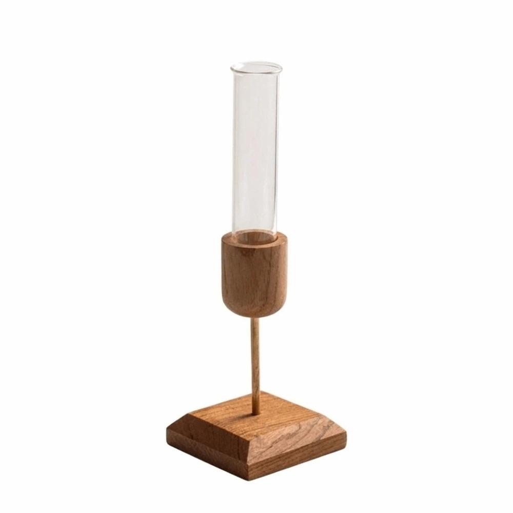 

Creative Hydroponic Plant Vase Minimalist Simple Flower Arrangement Container Wooden Base Home Decor Flower Holder Stand Bedroom