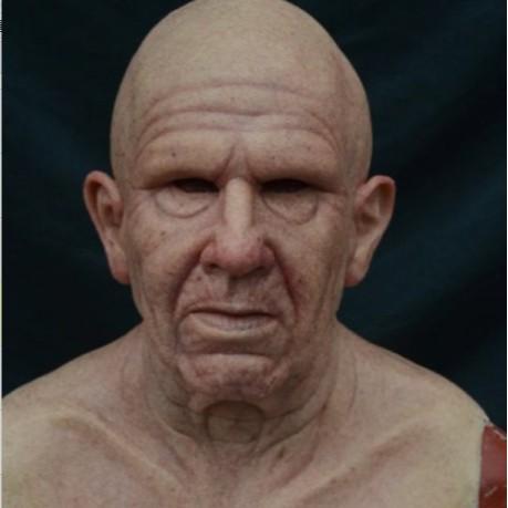 Old Man Mask Halloween New Face Wig Hood Old Man Head Horror Props