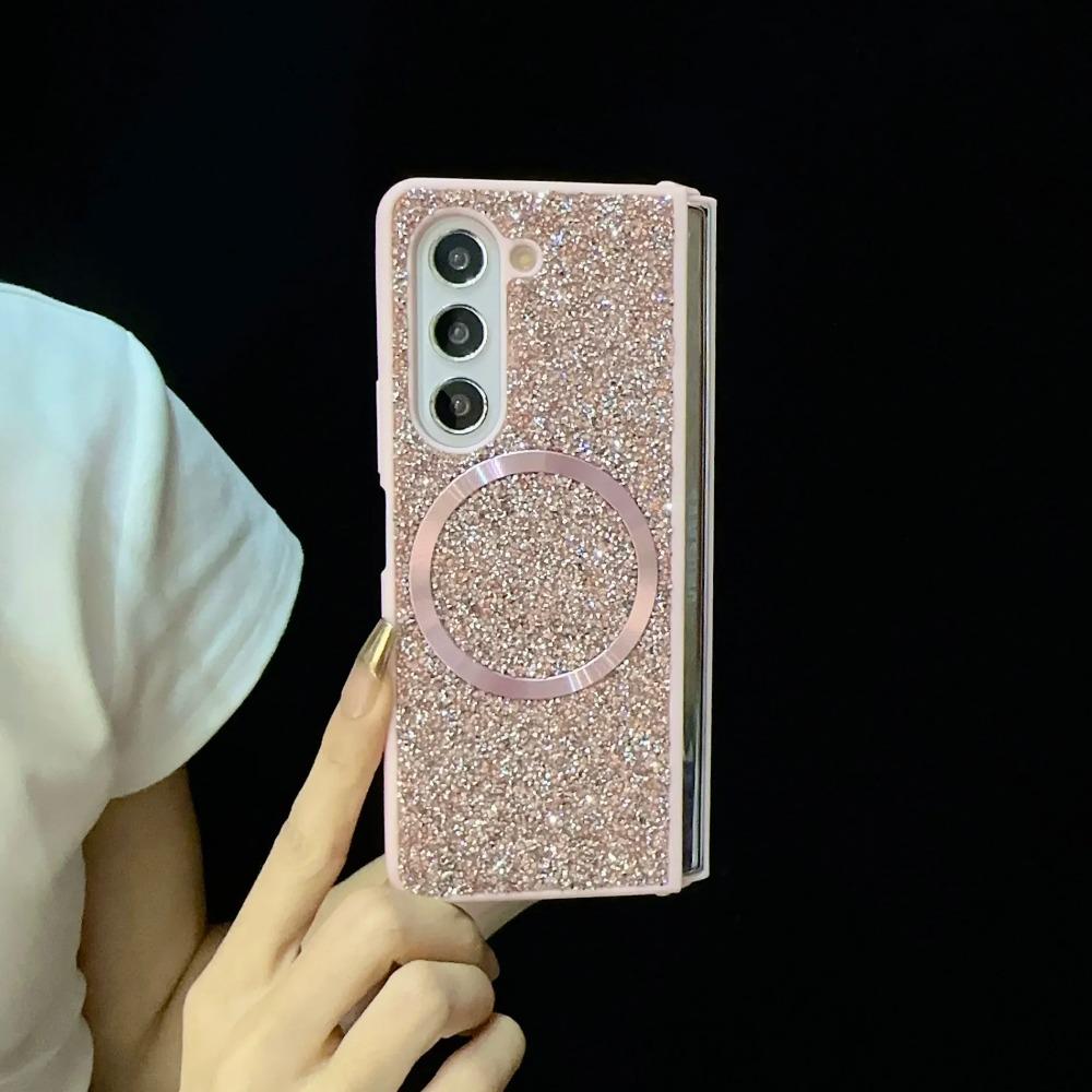 High-end Luxury Magsafe Magnetic Sparkling Diamond Brilliant Phone Case for Samsung Galaxy Z Fold 7 6 5 4 3 TPU Soft Edge Cover