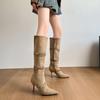 Fall/Winter 2025 French Thin Strap Pointed Suede Thin Heel High Boots But Knee High Heel Boots Women's Western Boots