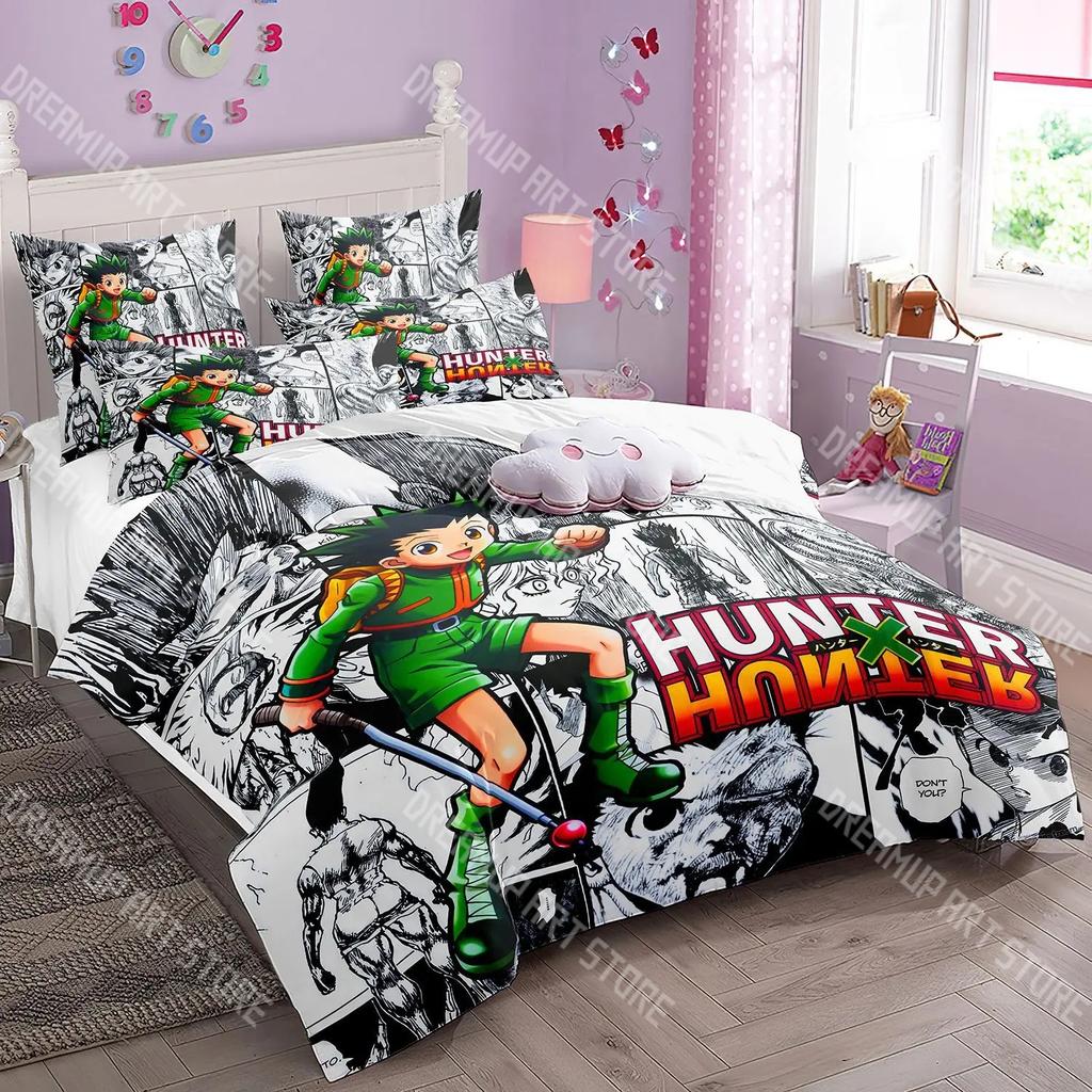 Fashion Anime Hunter Hunter Bedding Set Single Twin Full Queen King Size Bed Set Kids Bedroom Duvetcover Sets Bed Sheet Set