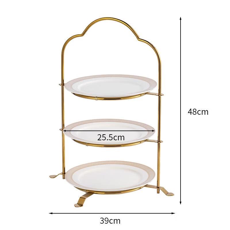 HANDUNYOU Gold 3-Tier Stainless Steel Dessert Stand
