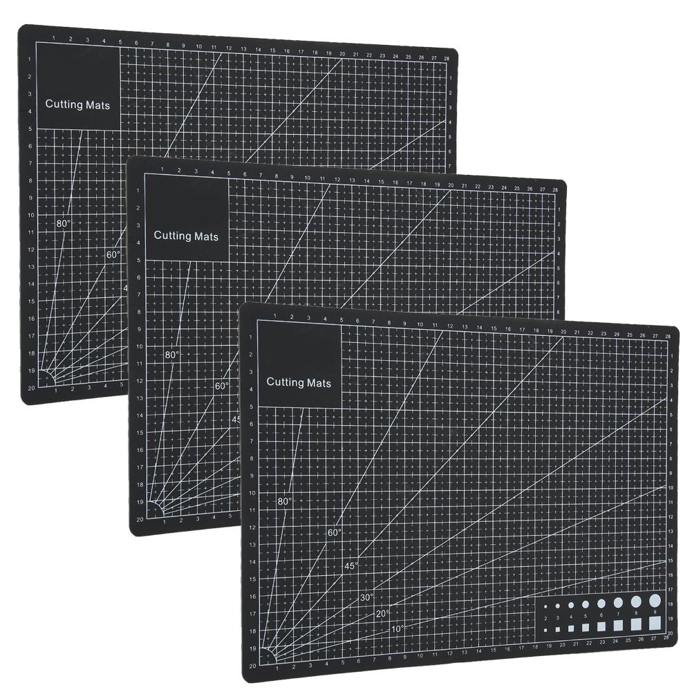 3Pcs Cutting Mat A4 Black Model Cut Pad Paper Rubber Stamp Engraving Scale Board