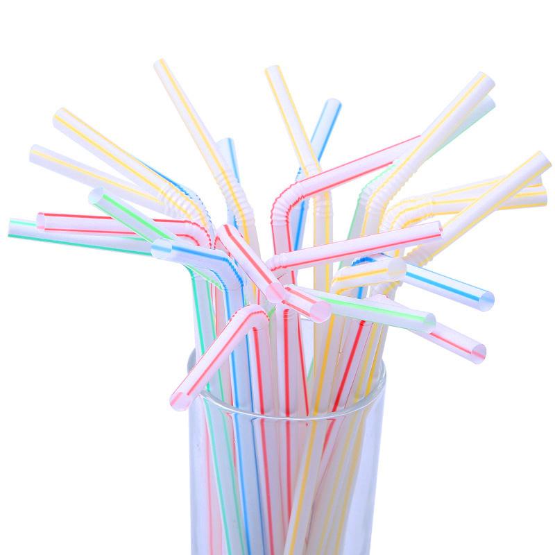 300Pcs Colorful Disposable Plastic Curved Drinking Straws 8 Inches Long Multi Colored Rainbow Straw Party Bar Drink Accessories