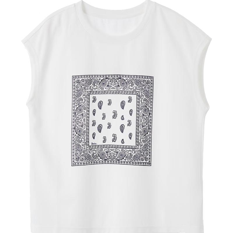 Betu Women s Retro Paisley Print Drop Shoulder T-shirt L