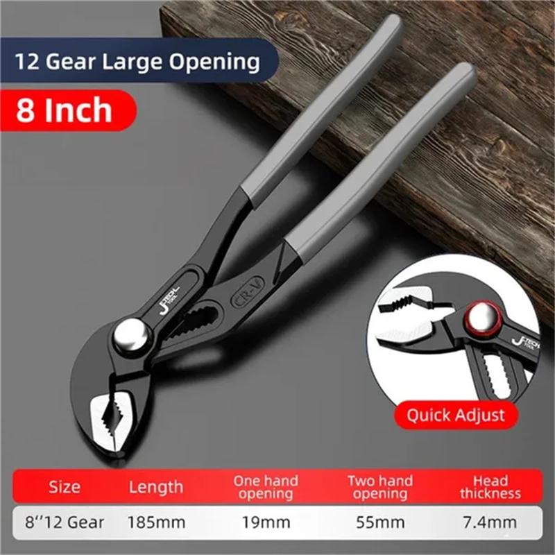 Water Pump Pliers Quick-Release Plumbing Pliers Adjustable Water Pipe Clamp Pliers Multi-functional Tool Sink Spanner Wrench