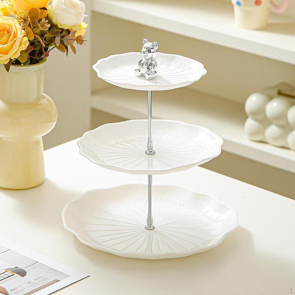 Dessert Cupcake Display Stand 3 Tier Table Centerpiece Pastry Serving Tray with Metal Rod for Tea