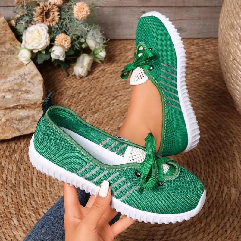 Mode Dames Casual Schoenen 2025 Nieuwe Lichte Sneakers Dames Mesh Ademend Instappers Vetersluiting Mode Comfortabele Sportschoenen