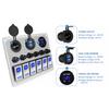 6 Gang On Off Rocker Switch Panel Waterproof Toggle Switch Panel with 2 Blue LED for Car RV UTV