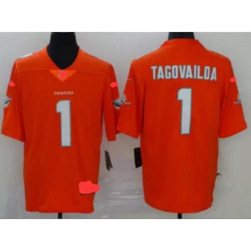 NFL Miami Dolphins Tua Tagovailoa 1 Vintage Jersey Mens Football Game Shirt