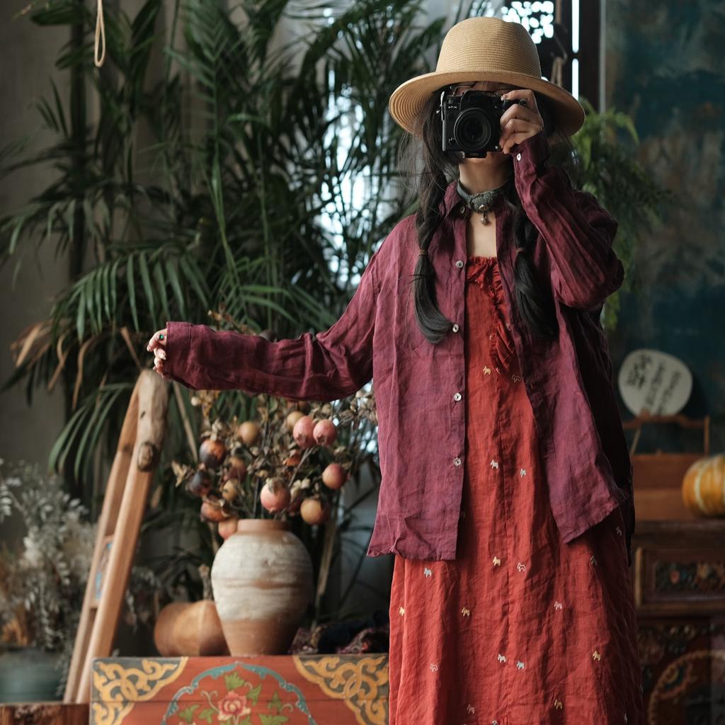 Johnature Frauen Vintage Shirts Tops Frühling Taste Langarm Blusen Lose Frauen Unregelmäßige Shirts