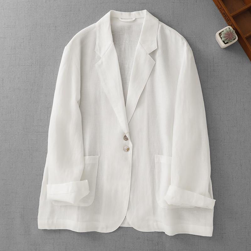 

Korean Retro Cotton Linen Sun Protection Lightweight Women s Jacket 2025 - Loose Fit, Long Sleeve. XL белый