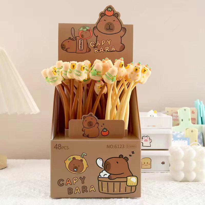 Capybara-Shaped Soft Rubber Signature Pen - Cute Chubby Design 0.5mm