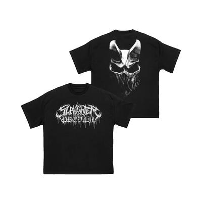 Niche Personality Mask Printed Rock Hip Hop Short Sleeve Top Graphic T-Shirt Oversize Street Clothing Pure Cotton Material Men