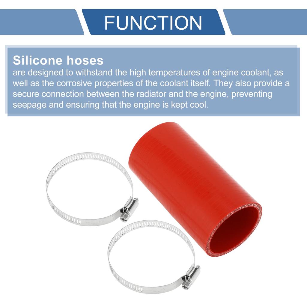 X AUTOHAUX 1 Set 57mm/2.24" ID 127mm/5" Length 0 Degree Red Car Silicone Hose with Clamp Hose Universal