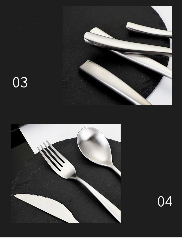 304 Stainless Steel Spoon Hotel High-end High-grade Thickened Spoon Fork Creative Coffee Spoon Sanding Knife, Fork and Spoon Set