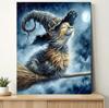 Halloween Cat Oil Painting on Canvas with Pine Wood Frame