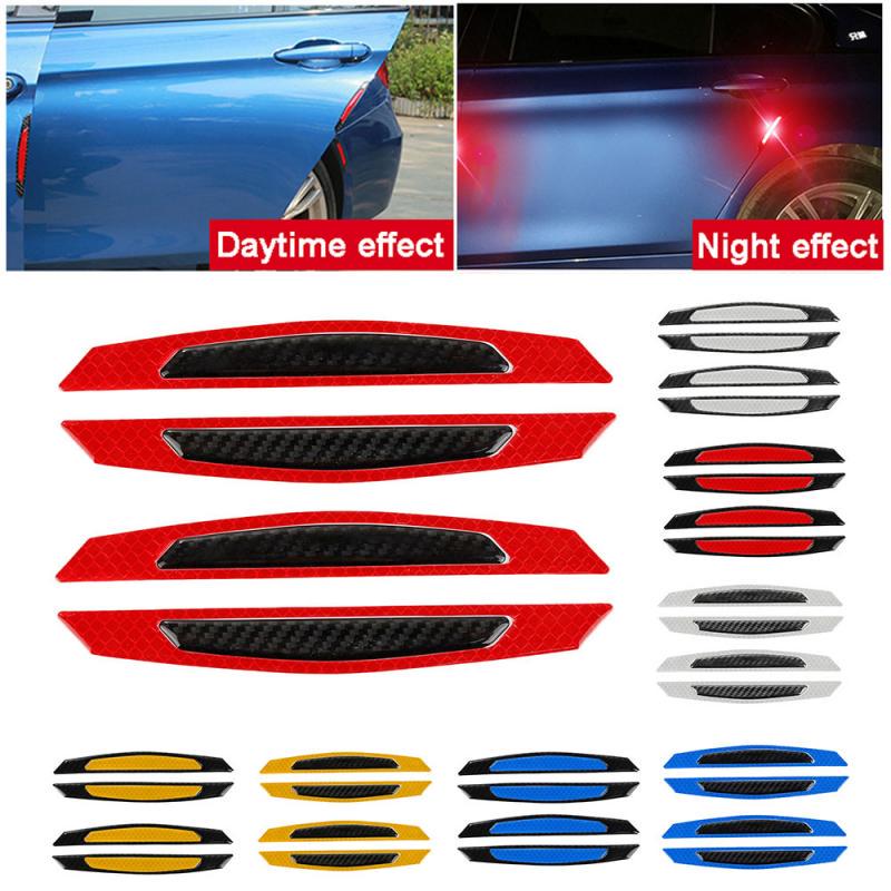 4Pcs/set Car Reflective Strip Anti-collision Warning Stickers Safety Mark Side Scratch-proof Door Anti-collision Sticker
