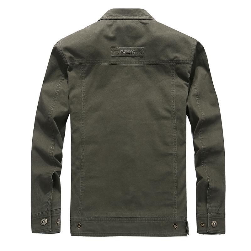 Men's Spring and Autumn Wide Business Casual Lapel Jacket Pure Cotton Simple Men's Lapel Multi-Pocket Jacket Men's